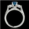 Image 2 : 1.50 ctw SI Certified Fancy Blue Diamond 3 Stone Ring 10k White Gold - REF-163F6M