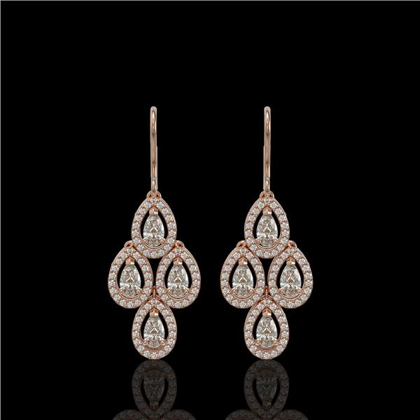 3.07 ctw Pear Cut Diamond Micro Pave Earrings 18K Rose Gold - REF-269X2A