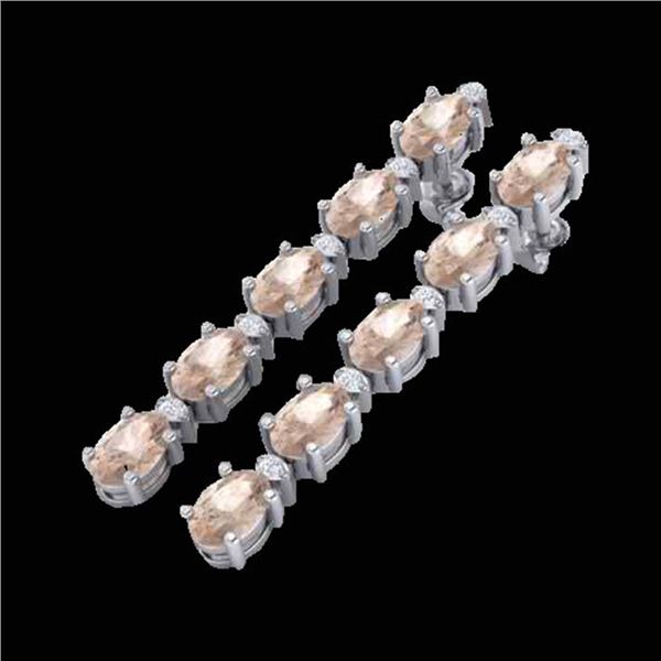 9.36 ctw Morganite & VS/SI Certified Diamond Tennis Earrings 10k White Gold - REF-121W3H