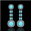 Image 1 : 16.04 ctw Turquoise & Diamond Earrings 14K White Gold - REF-225M3G
