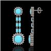 Image 2 : 16.04 ctw Turquoise & Diamond Earrings 14K White Gold - REF-225M3G