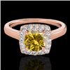 Image 1 : 1.37 ctw Certified SI/I Fancy Intense Yellow Diamond Ring 10k Rose Gold - REF-197R8K