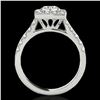 Image 2 : 2 ctw Certified Diamond Solitaire Halo Ring 10k White Gold - REF-218M2G