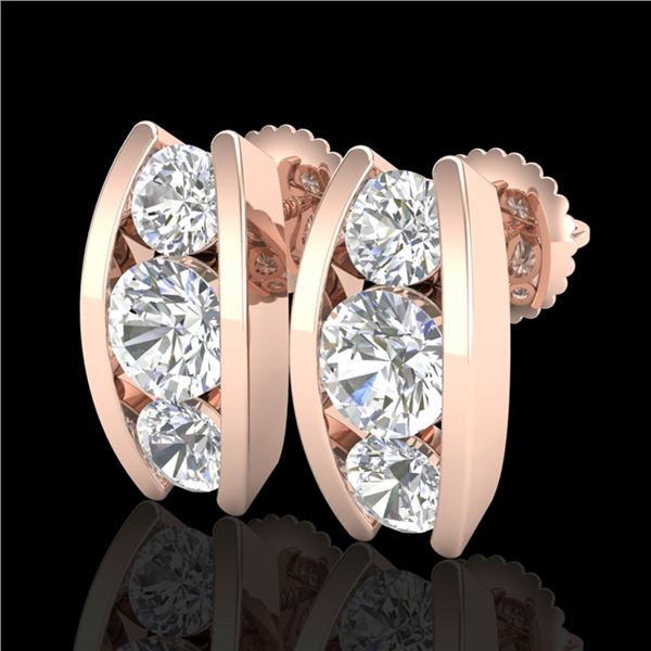 2.18 ctw VS/SI Diamond Solitaire Art Deco Stud Earrings 18k Rose Gold - REF-300A2N