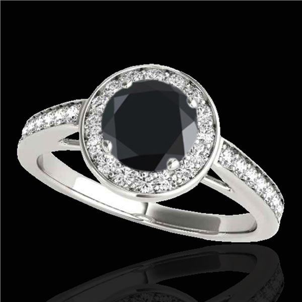 1.45 ctw Certified VS Black Diamond Solitaire Halo Ring 10k White Gold - REF-57G3W
