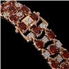Image 3 : 13.12 ctw Garnet & Diamond Row Bracelet 10K Rose Gold - REF-209Y3X