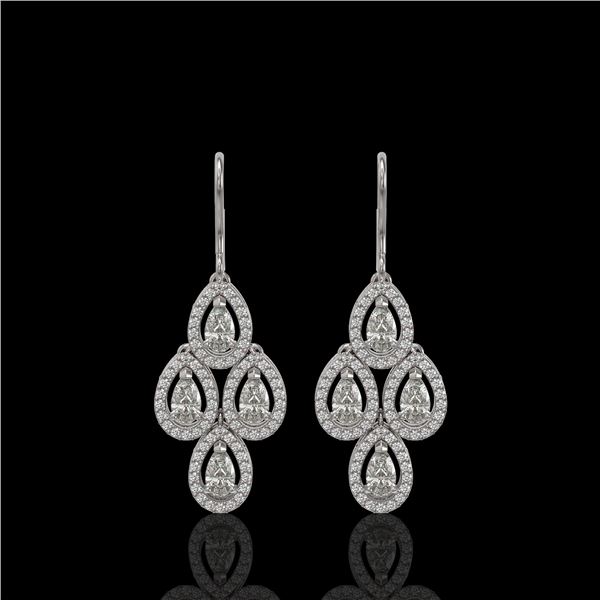 3.07 ctw Pear Cut Diamond Micro Pave Earrings 18K White Gold - REF-269K2Y