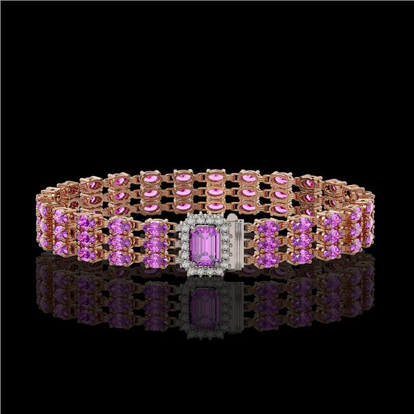 20.93 ctw Amethyst & Diamond Bracelet 14K Rose Gold - REF-318N2F
