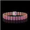 Image 3 : 20.93 ctw Amethyst & Diamond Bracelet 14K Rose Gold - REF-318N2F