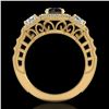 Image 3 : 2.16 ctw Fancy Black Diamond Art Deco 3 Stone Ring 18k Yellow Gold - REF-254F5M