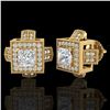 Image 2 : 1.73 ctw Princess VS/SI Diamond Micro Pave Stud Earrings 18k Yellow Gold - REF-254X5A