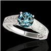 Image 1 : 1 ctw SI Certified Fancy Blue Diamond Solitaire Ring 10k White Gold - REF-114X5A