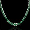 Image 2 : 92 ctw Emerald & VS/SI Diamond Micro Pave Necklace 14k White Gold - REF-618M2G