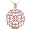 Image 1 : Round Diamond Mandala Circle Pendant 7/8 Cttw 14KT Rose Gold