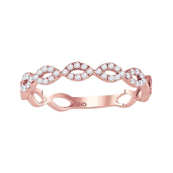 Round Diamond Twisted Stackable Band Ring 1/5 Cttw 10KT Rose Gold