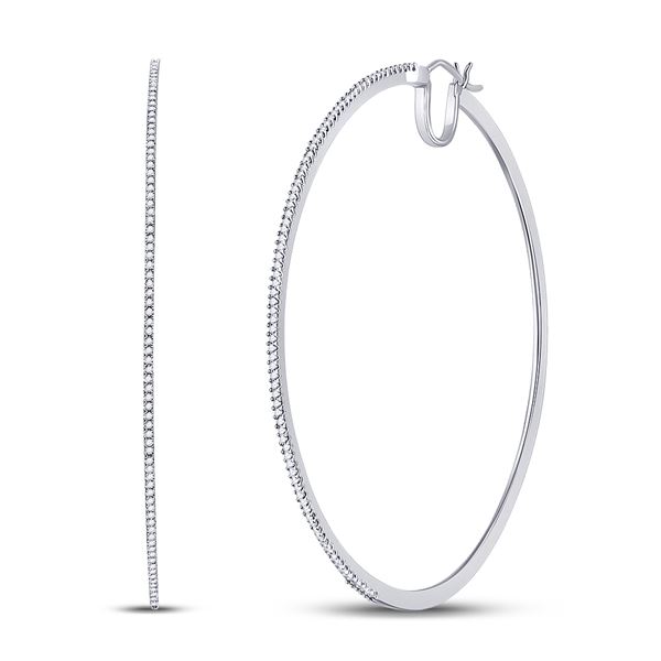 Round Diamond Hoop Earrings 1/2 Cttw 10KT White Gold