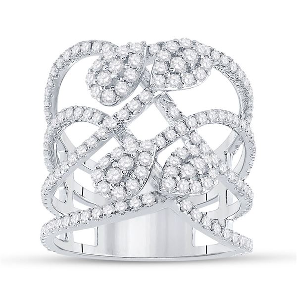 Round Diamond Abstract Strand Fashion Ring 1-1/2 Cttw 14KT White Gold