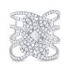 Image 2 : Round Diamond Abstract Strand Fashion Ring 1-1/2 Cttw 14KT White Gold