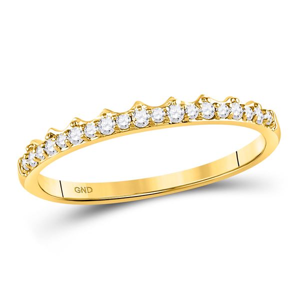 Round Diamond Slender Scalloped Stackable Band Ring 1/6 Cttw 10KT Yellow Gold