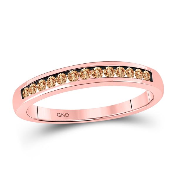 Round Brown Diamond Anniversary Ring 1/4 Cttw 10KT Rose Gold