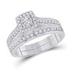 Diamond Halo Bridal Wedding Ring Band Set 1/2 Cttw 10KT White Gold