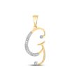 Round Diamond Initial G Letter Pendant 1/12 Cttw 10KT Yellow Gold