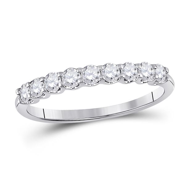 Round Diamond Anniversary Wedding Band 1/2 Cttw 14KT White Gold
