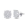 Image 1 : Round Diamond Cluster Earrings 1-1/2 Cttw 14KT White Gold