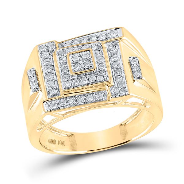 Round Diamond Square Cluster Ring 1/2 Cttw 10KT Yellow Gold