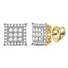 Image 1 : Round Diamond Square Earrings 1/2 Cttw 14KT Yellow Gold