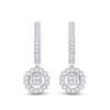 Image 2 : Round Diamond Hoop Circle Dangle Earrings 1/2 Cttw 14KT White Gold