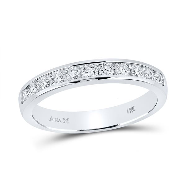Round Diamond Single Row Channel-set Wedding Band 1/2 Cttw 14KT White Gold