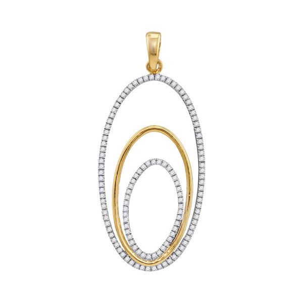 Round Diamond Triple Nested Oval Pendant 1/3 Cttw 10KT Yellow Gold