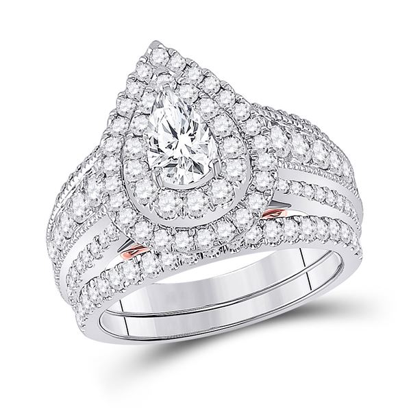 Bridal Wedding Ring Band Set 2 Cttw 14KT Two-tone Gold