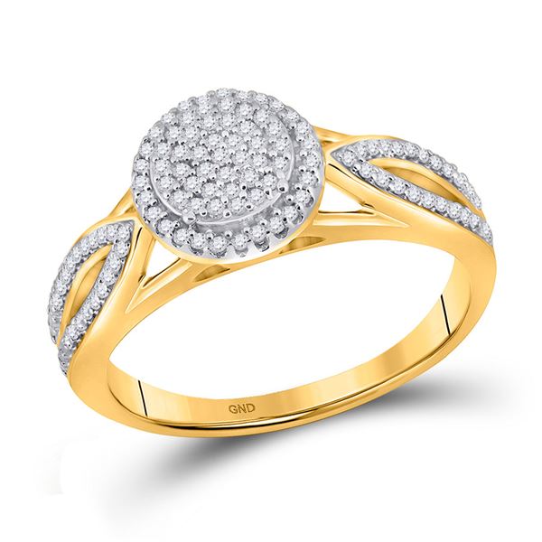 Diamond Cluster Bridal Wedding Engagement Ring 1/4 Cttw 10KT Yellow Gold