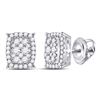 Image 1 : Round Diamond Rectangular Cluster Earrings 1/2 Cttw 14KT White Gold