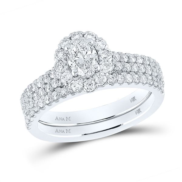 Bridal Wedding Ring Band Set 1-1/2 Cttw 14KT White Gold