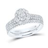 Image 1 : Bridal Wedding Ring Band Set 1-1/2 Cttw 14KT White Gold
