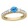 Image 1 : 1.35 CTW Swiss Blue Topaz & Diamond Ring 14K Yellow Gold - REF-79M5K
