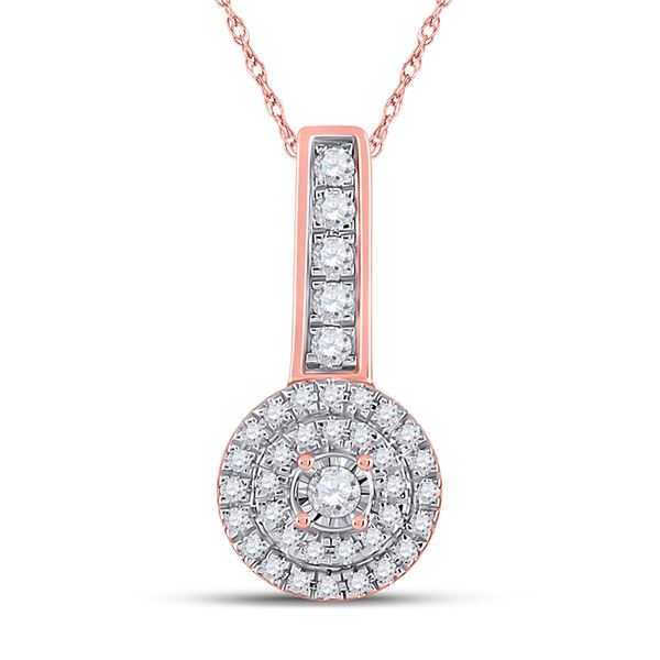 Round Diamond Circle Pendant 1/5 Cttw 10KT Rose Gold