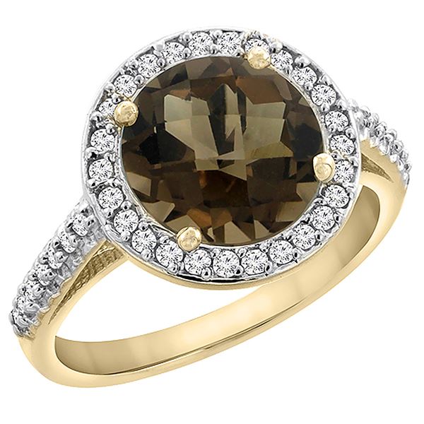 2.44 CTW Quartz & Diamond Ring 14K Yellow Gold - REF-56X2M