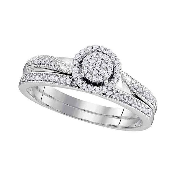 Diamond Bridal Wedding Ring Band Set 1/5 Cttw 10KT White Gold