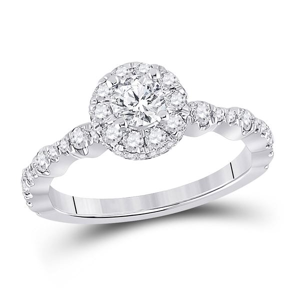Diamond Halo Bridal Wedding Engagement Ring 1 Cttw 14KT White Gold