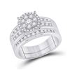 Image 2 : Diamond Cluster Matching Wedding Set 1-7/8 Cttw 14KT White Gold