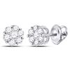 Image 1 : Round Diamond Flower Cluster Earrings 1/2 Cttw 14KT White Gold