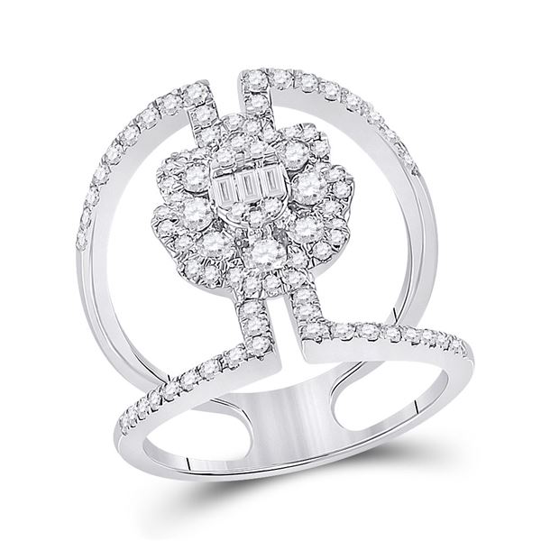 Baguette Diamond Negative Space Cluster Ring 1-1/5 Cttw 14KT White Gold
