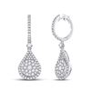 Image 1 : Round Diamond Cluster Teardrop Earrings 1-1/2 Cttw 14KT White Gold