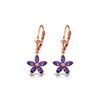 Genuine 2.8 ctw Amethyst Earrings 14KT Rose Gold - REF-46R7P