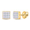 Image 1 : Princess Diamond Square Earrings 1/4 Cttw 14KT Yellow Gold