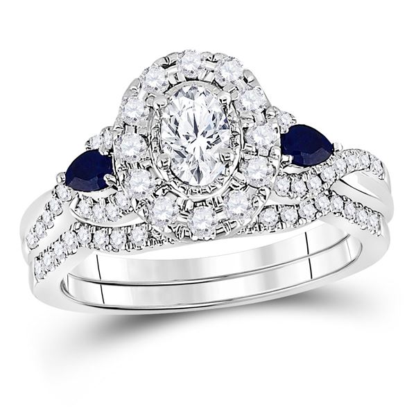 Bridal Wedding Ring Band Set 7/8 Cttw 14KT White Gold